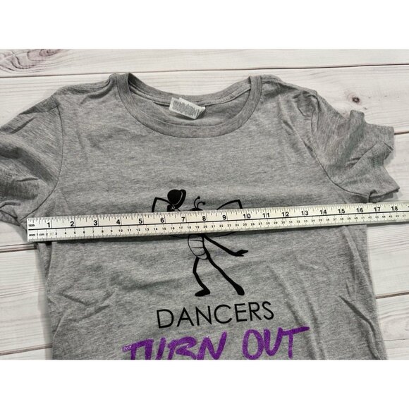 DANCERS TURN OUT BETTER Bella+Canva T-Shirt Girls Size L Grey Soft - Picture 4 of 7